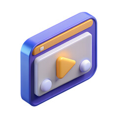 3d isometric video player interface icon