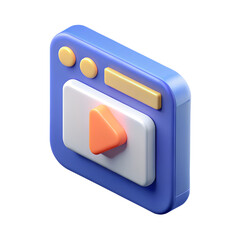 3d render of a play button media player icon