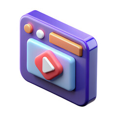 3d render of a play button on a media player interface