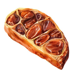 watercolor vector of Date Slice, isolated on a white background.