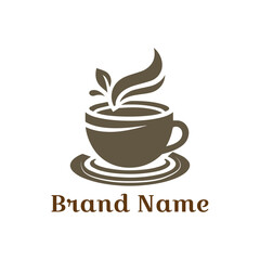Hot coffee cup icon illustrating a cafe beverage design with steam and aroma