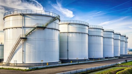 Obraz premium Stigsnaes Refinery Denmark Oil Tanks Long Exposure Night Photography Industrial Landscape
