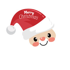 Cartoon Bear Wearing Santa Hat with Merry Christmas Message