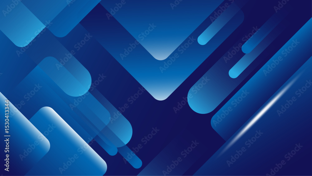 Wall mural geometric blue background with overlapping transparent squares and lines