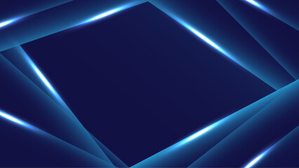 Abstract Geometric Background Featuring Vibrant Blue Triangle Patterns and Gradient Lights
