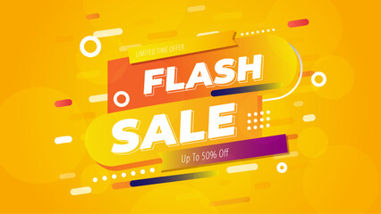 Obraz premium Flash Sale Banner Design With Yellow Theme and Promotional Text