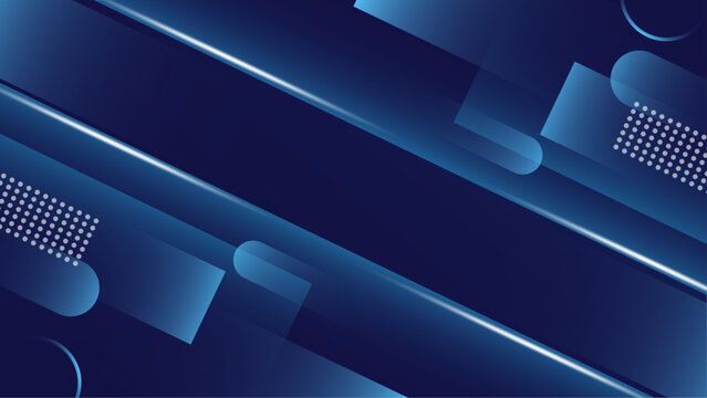 Abstract Blue Geometric Background with Light Effects and Patterns