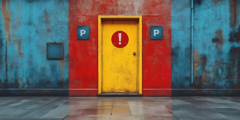 Old yellow door in a wall no entry ai generated art