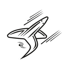 airplane icon vector illustration Minimalist airplane silhouette vector icon, black on white, flat design, modern travel theme