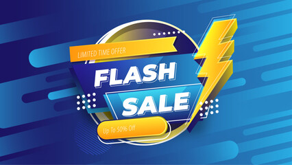 Flash Sale Banner With Blue Colors and Special Offer Information