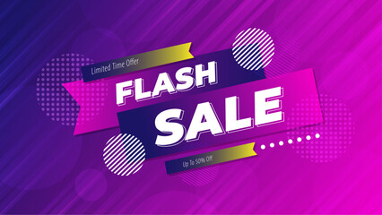 Flash Sale Banner With Purple Colors and Special Offer Information
