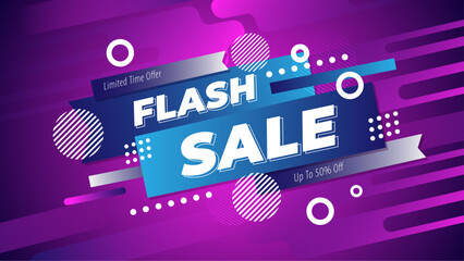 Flash Sale Banner With Purple Colors and Special Offer Information