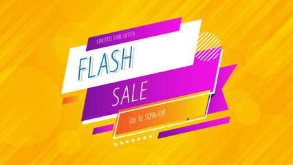 Bright Flash Sale Banner With Yellow Colors and Special Offer Information
