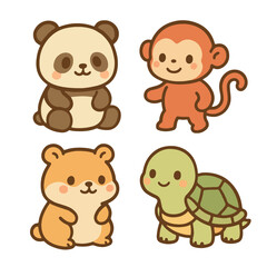 kawaii animal vector illustration soft pastel colors.