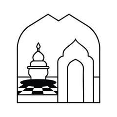 Outline of a Mosque with Checkered Floor