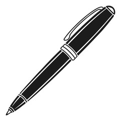 Elegant Black Ballpoint Pen Writing Instrument Icon
