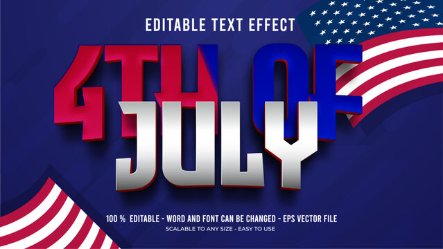 4th of july editable text effect