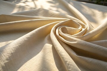 Diagonal sunlight shadows on cream cotton fabric