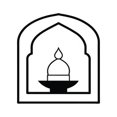 Fototapeta premium Islamic Arch with Candle Icon Illustration