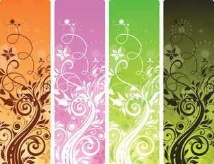 set of abstract floral banner backgrounds