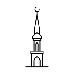 Minimalist Mosque Minaret Line Art Illustration