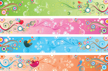 set of abstract floral banner backgrounds