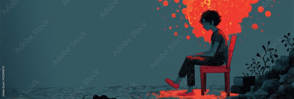Poster Warning Signs of Suicidal Thoughts Represented in an Infographic Highlighting Emotional Distress and Isolation in a Somber Setting