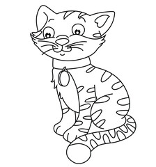Cute cartoon hand drawn vector funny cat outline.