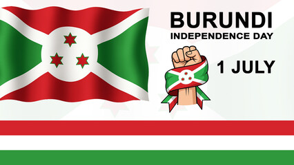 Burundi Independence Day Vector Illustration with Waving Flag and Fist Wrapped in National Colors – July 1 Celebration Design