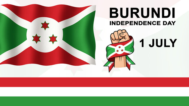 Burundi Independence Day Vector Illustration with Waving Flag and Fist Wrapped in National Colors – July 1 Celebration Design - Powered by Adobe