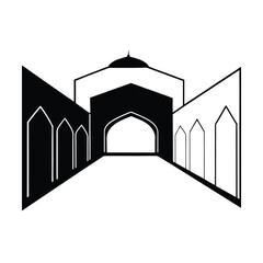 Black and White Architectural Building Illustration