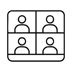 Group video call icon with four participants in screen layout