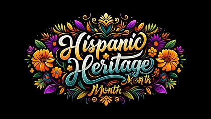 Fototapeta premium Celebrating Hispanic Heritage Month A Vibrant Floral Typography Design