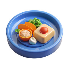Stylized 3d render of a simple meal on a plate