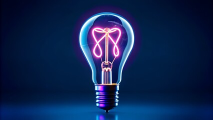 "Glowing Neon Filament Light Bulb on Industrial Surface"