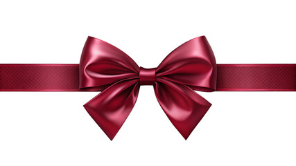 Luxury Red Satin Ribbon with Bow – Elegant Gift Decoration, Packaging, Logo Mockup, Branding, and Marketing Design Element (PNG Transparent Cutout)