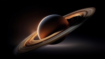 A ringed planet in a dark cosmic backdrop.