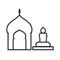 Islamic Architecture and Person Outline Icon