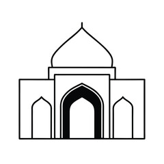Simple Mosque Outline Illustration Minimalist Style