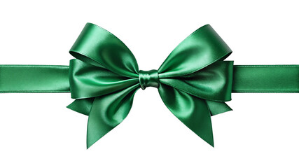 Luxury Green Satin Ribbon with Bow – Elegant Gift Decoration, Packaging, Logo Mockup, Branding, and Marketing Design Element (PNG Transparent Cutout)