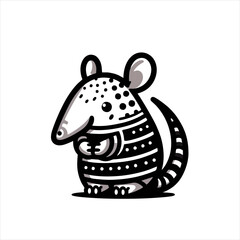 Cute Armadillo Logo, Monochrome Animal Vector Illustration