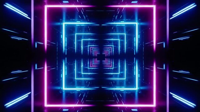 Vivid neon tunnel creates mesmerizing visual experience in a futuristic setting