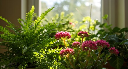 Pink flowers in the garden.