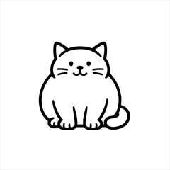 Simple Fat Cat Logo Design, Animal Vector Illustration