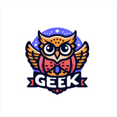 Geek Owl Logo, Vector Illustration Art