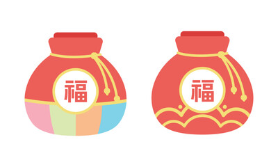 명절 빨강 복주머니 일러스트