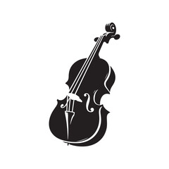 Vintage Cello Silhouette - Flat Vector Cello - Traditional Music Illustration.