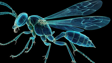 狩りバチ・アンモフィラのレントゲン骨格図