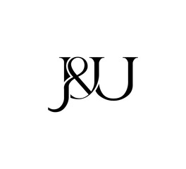 Initial Letter Logo. Ampersand Symbol. Logotype design. Simple Luxury Black Flat Vector JU