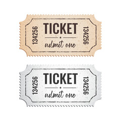 Vintage Event Ticket Vector. Retro Admit One Design, Old Cinema or Concert Style, Printable Stub Template for Invitations & Collectibles
